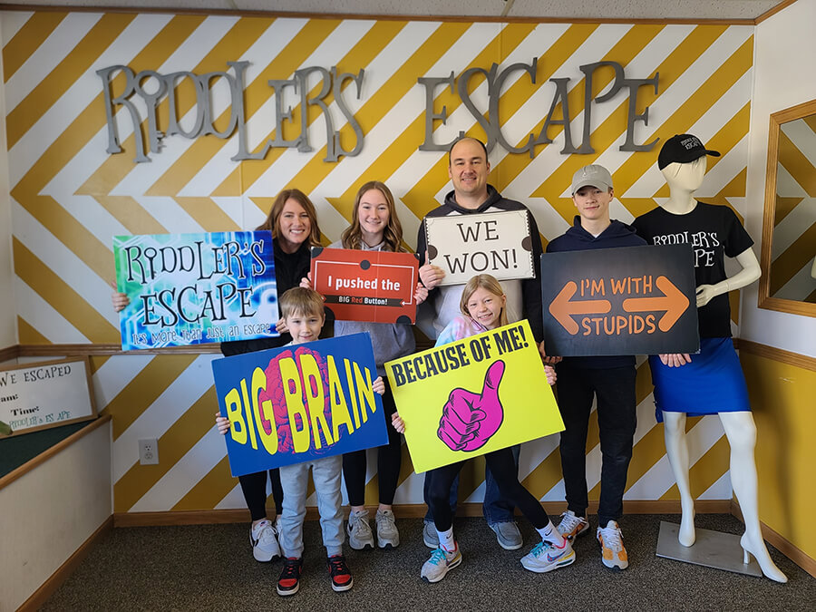 Chad Carlson family at escape room